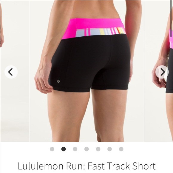 Size 2 Black Lululemon Fast Track Running Shorts with Raspberry Glo Waist - Picture 5 of 16
